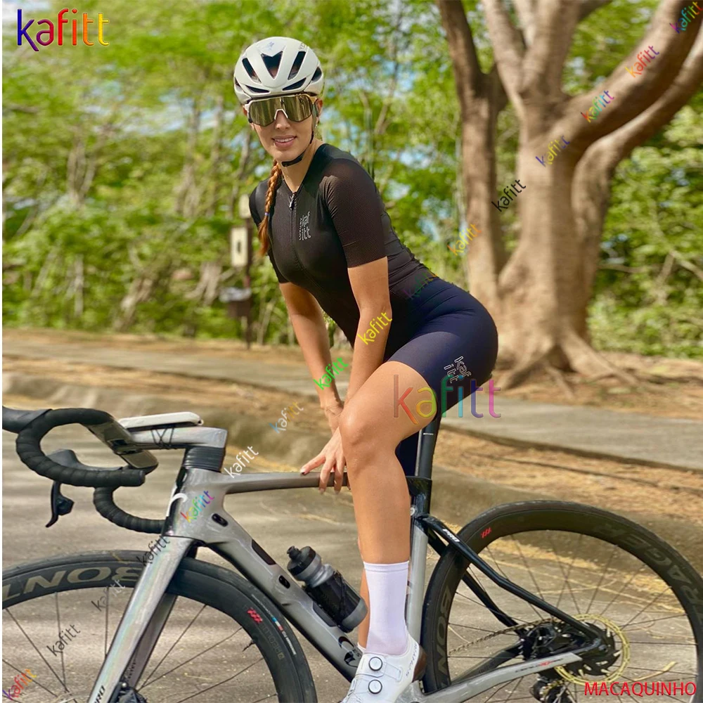 

Женская Черная велосипедная одежда cafitt с коротким рукавом, комплекты для триатлона, Женский костюм для занятий спортом