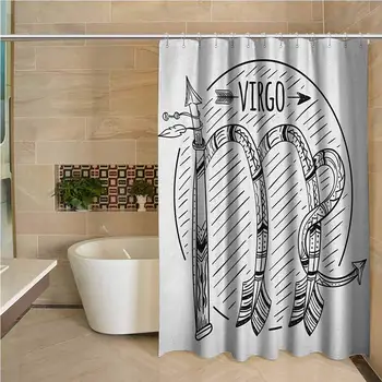 Virgo Odorless Waterproof Shower Curtain Black and White Symbol Zodiac Sign Astrologic Celestial Alignments Predicting Future
Virgo Odorless Waterproof Shower Curtain Black and White Symbol Zodiac Sign Astrologic Celestial Alignments Predicting Future