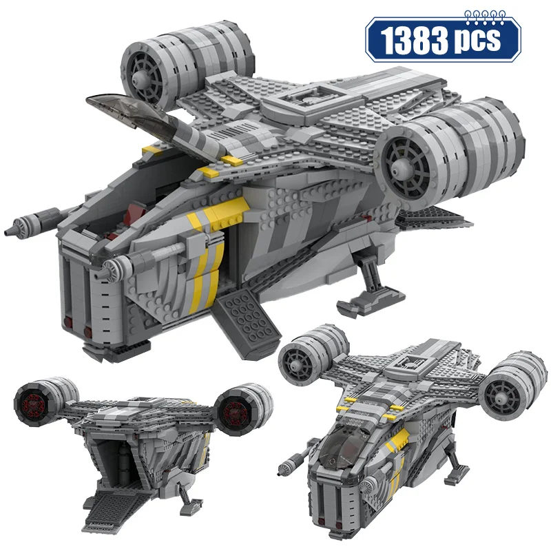 City Spaceship High-tech Weapon Razor Crest Building Blocks Military Battleship Fighter Bricks DIY Education Toys For Children | Игрушки и