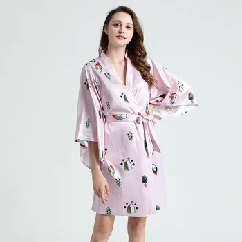 Sexy Ladies' Satin Robe Gown print Soft Nightgown Nightwear Kimono Bathrobe Sleepwear Wedding Bride Bridesmaid Robes 
Sexy Ladies' Satin Robe Gown print Soft Nightgown Nightwear Kimono Bathrobe Sleepwear Wedding Bride Bridesmaid Robes