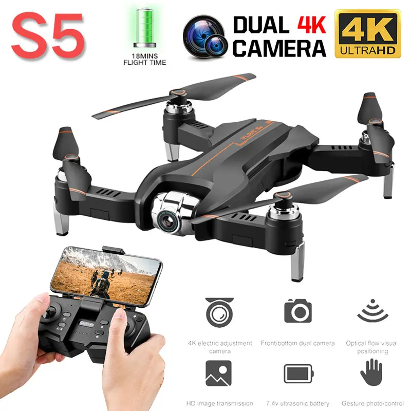 S5 Drone 1080P/4K HD Adjustable Wide Angle Camera FPV Real Time Aerial Video Foldable Quadrocopter Gesture Photo RC Drone Toys
S5 Drone 1080P/4K HD Adjustable Wide Angle Camera FPV Real Time Aerial Video Foldable Quadrocopter Gesture Photo RC Drone Toys