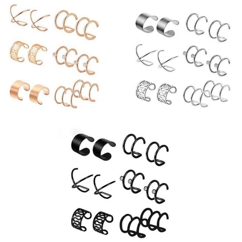 6 Pairs silver earrings Stainless Steel Ear Clips Unisex Fashion Casual Without Pierced Ear Bone clip false Ring Earrings Set
6 Pairs silver earrings Stainless Steel Ear Clips Unisex Fashion Casual Without Pierced Ear Bone clip false Ring Earrings Set