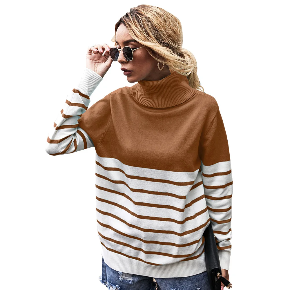 2020 Autumn And Winter Designer Cross-Border Women's New Product Net Red High Neck Striped Sweater Blouse Casual
2020 Autumn And Winter Designer Cross-Border Women's New Product Net Red High Neck Striped Sweater Blouse Casual