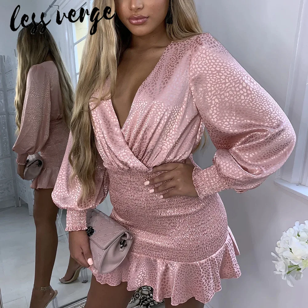lessverge V neck dot print lantern sleeve ruffles pink dress Women gold club party sexy short dress Autumn winter black dress
lessverge V neck dot print lantern sleeve ruffles pink dress Women gold club party sexy short dress Autumn winter black dress