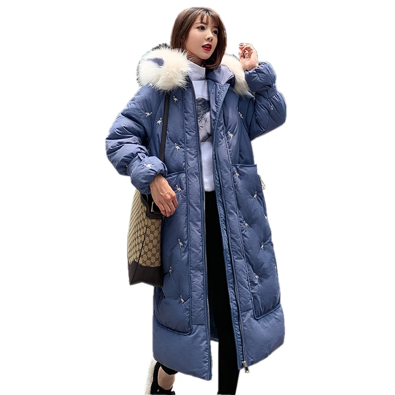 2019 Winter Thick Warm jacket coat women long parkas Big Fur Collar Hooded Bird embroidery female Oversize Loose Parka Outrwear
2019 Winter Thick Warm jacket coat women long parkas Big Fur Collar Hooded Bird embroidery female Oversize Loose Parka Outrwear