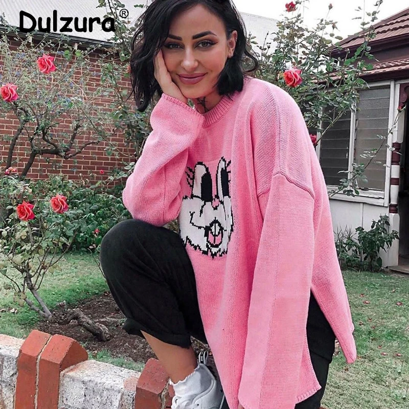 Harajuku Girls Funny Rabbit Print Knitted Pullovers 2019 Autumn Chic Design Side Split Sweaters Sweet Cute Jumper Streetwear
Harajuku Girls Funny Rabbit Print Knitted Pullovers 2019 Autumn Chic Design Side Split Sweaters Sweet Cute Jumper Streetwear