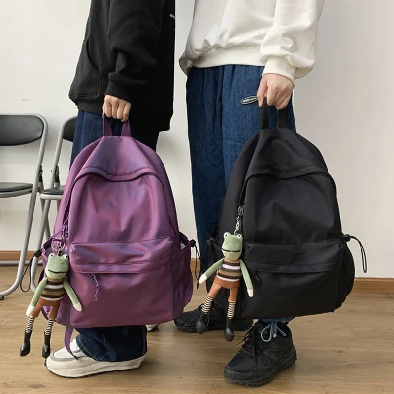 

Однотонный рюкзак для женщин, вместительный дорожный ранец унисекс, качественная нейлоновая школьная сумка для студентов