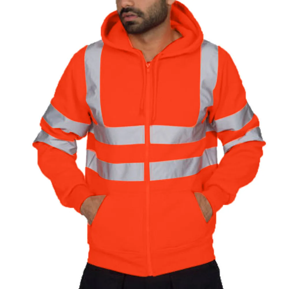 Mens Road Work High Visibility Pullover Long Sleeve Hooded Sweatshirt Hoody Reflective Zipper Tops With Pocket Streetwear#Y3
Mens Road Work High Visibility Pullover Long Sleeve Hooded Sweatshirt Hoody Reflective Zipper Tops With Pocket Streetwear#Y3