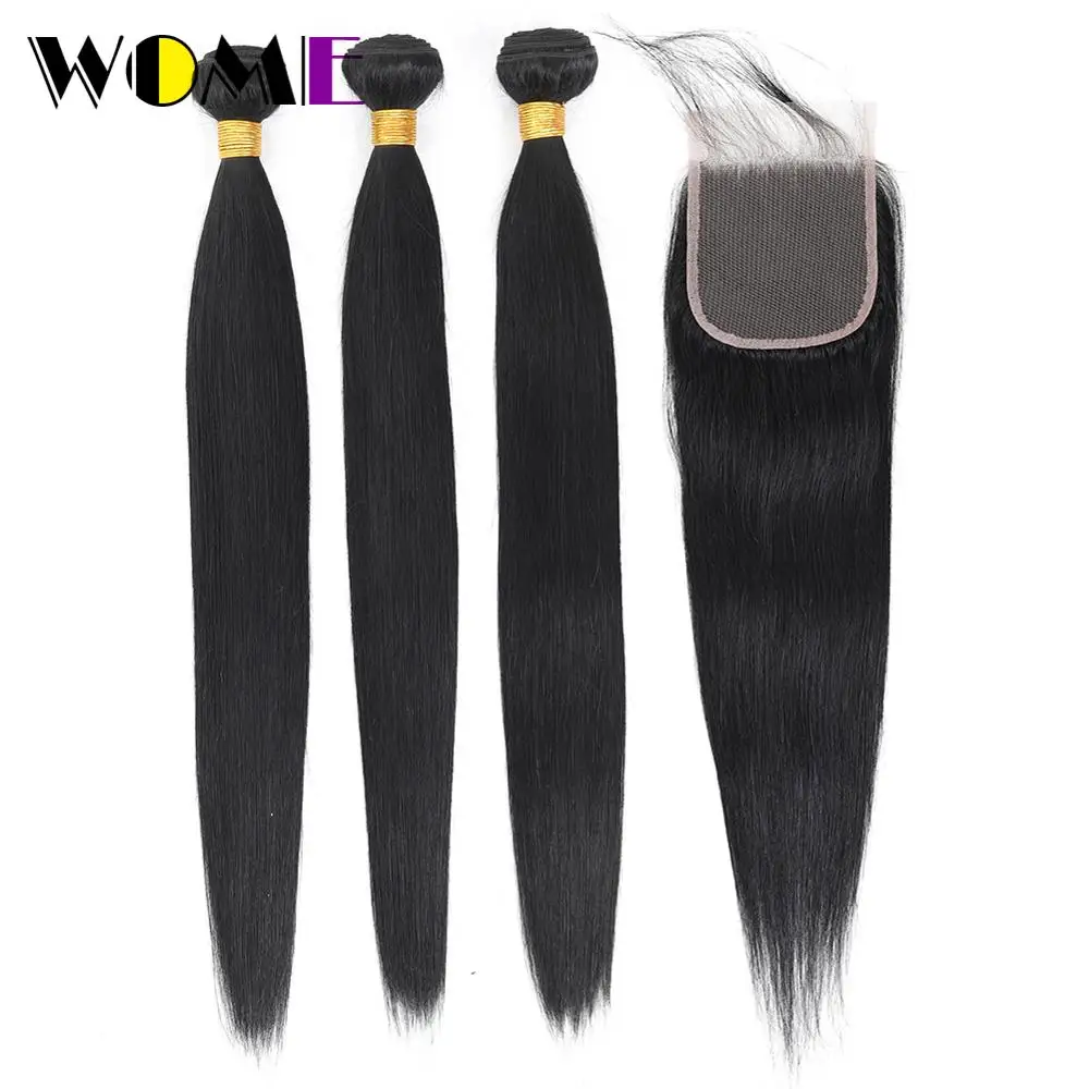 Brazilian Straight Hair Bundles With Closure 3 Bundles With 4x4 Lace Closure Medium Brown Three/Middle/Free Part Remy Hair
Brazilian Straight Hair Bundles With Closure 3 Bundles With 4x4 Lace Closure Medium Brown Three/Middle/Free Part Remy Hair