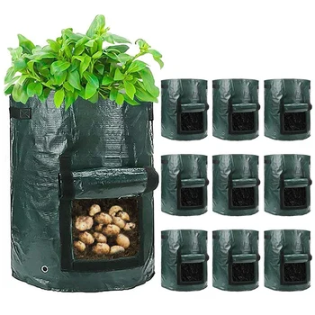 10 PCS 10 Gallon Garden Planting Pot Potato Grow Bags with Flap and Handles Potato Planter Bags for Vegetables
10 PCS 10 Gallon Garden Planting Pot Potato Grow Bags with Flap and Handles Potato Planter Bags for Vegetables