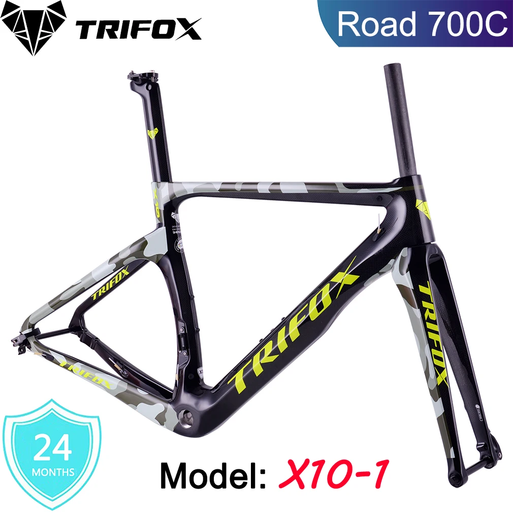 

TRIFOX Full Carbon Fiber Road Bike Frame X10 Di2 3K T800 Disc Brakes Thru Axle Road Bicycle Frameset Seatpost Fork
