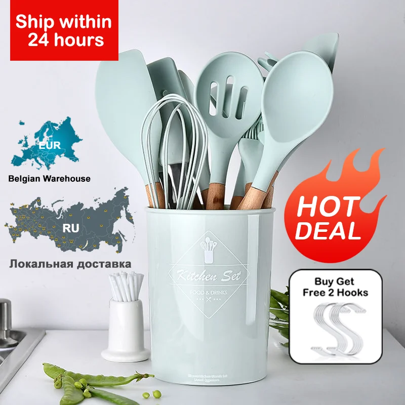 Silicone Kitchenware Cooking Utensils Set Heat Resistant Kitchen Non-Stick Cooking Utensils Baking Tools With Storage Box Tools
Silicone Kitchenware Cooking Utensils Set Heat Resistant Kitchen Non-Stick Cooking Utensils Baking Tools With Storage Box Tools