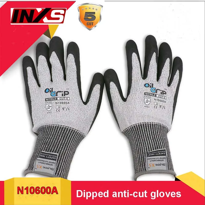 

SAFETY INXS Level 5 Anti-cut gloves Oil resistance Wear-resistant flexible anti cut gloves Multipurpose Mechanical safety gloves