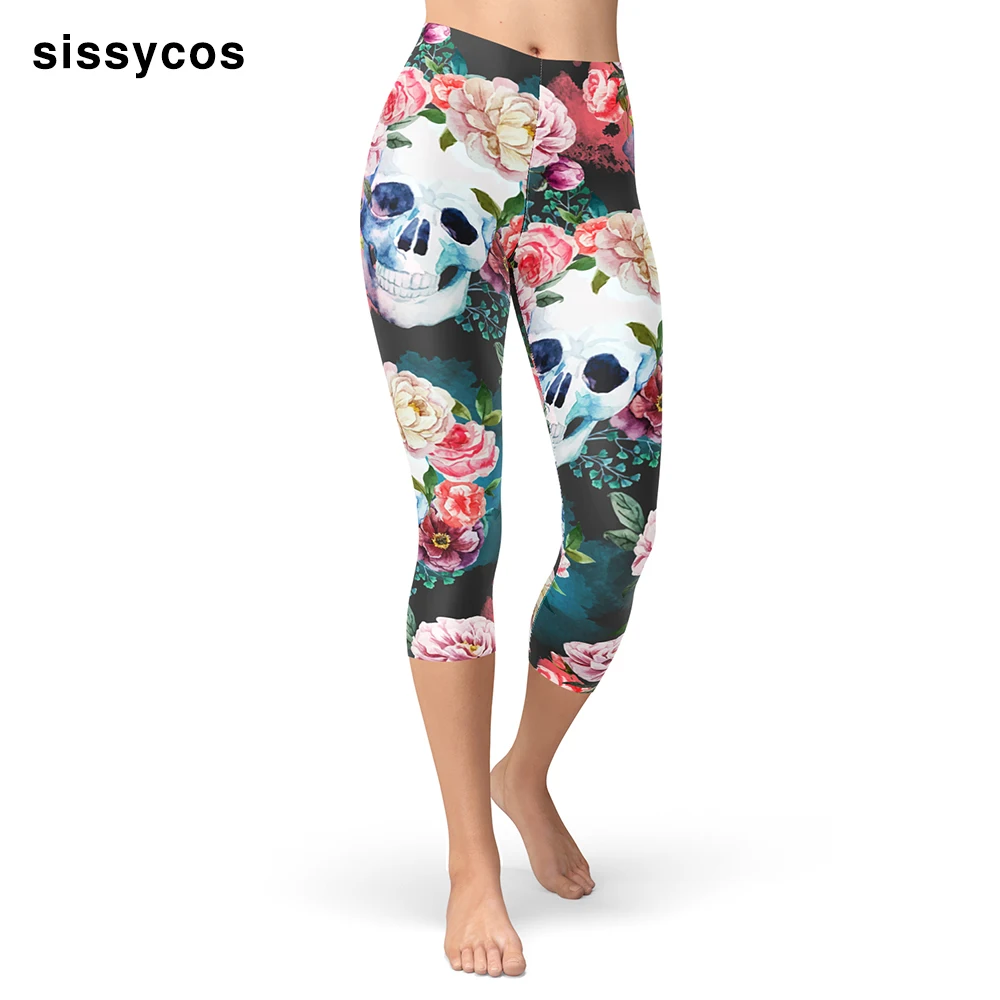 Women Sugar Skull Printing Cropped Capri Leggings Stretch Brushed Buttery Soft Skinny Plus Size Female Day of the Dead Pants
Women Sugar Skull Printing Cropped Capri Leggings Stretch Brushed Buttery Soft Skinny Plus Size Female Day of the Dead Pants