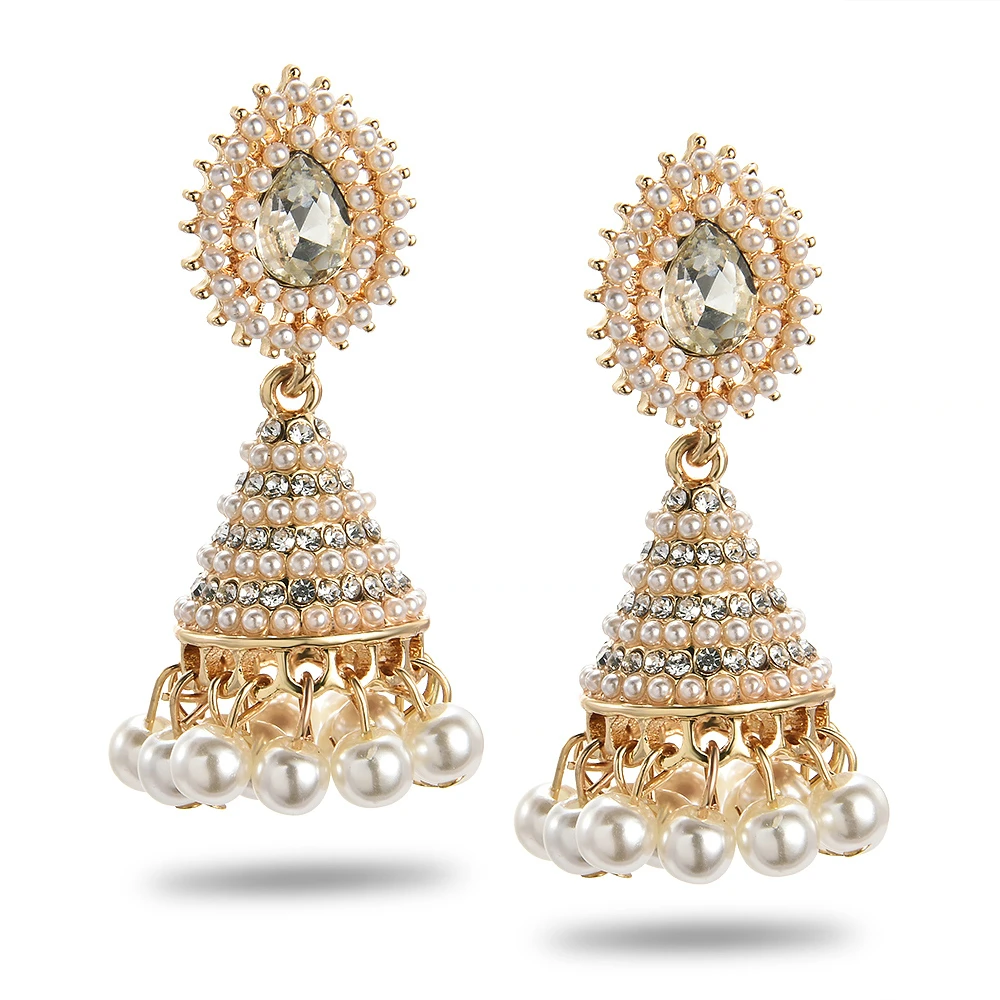 New Ethnic Women Earrings Pearl Pendant Drop Wedding Indian Dangle Earrings for female Fashion Jewelry Gift indian jewelry