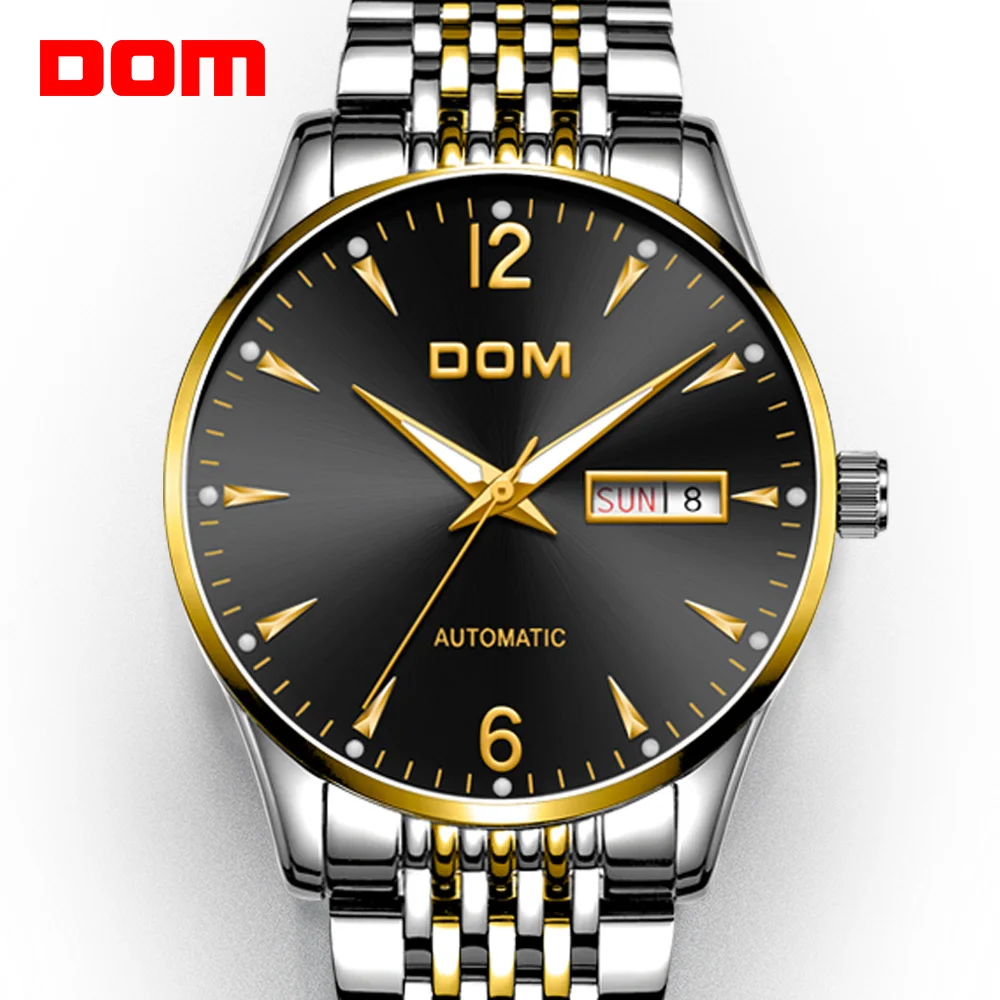 Часы DOM мужские механические автоматические из нержавеющей стали повседневные