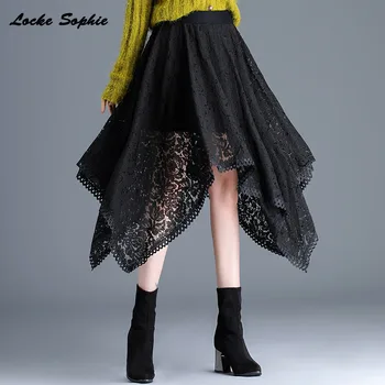 1pcs Women plus size A-line skirts 2020 Summer Fashion lace Splicing Irregular high waist hollow out Black Ladies Skinny skirts 
1pcs Women plus size A-line skirts 2020 Summer Fashion lace Splicing Irregular high waist hollow out Black Ladies Skinny skirts