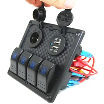 Auto Boot Rocker Switch Panel 4 Gang Schakelaars LED Dual Auto USB Lader Kleurrijke 12 v Voltmeter voor Auto boot Switch Panel
Auto Boot Rocker Switch Panel 4 Gang Schakelaars LED Dual Auto USB Lader Kleurrijke 12 v Voltmeter voor Auto boot Switch Panel