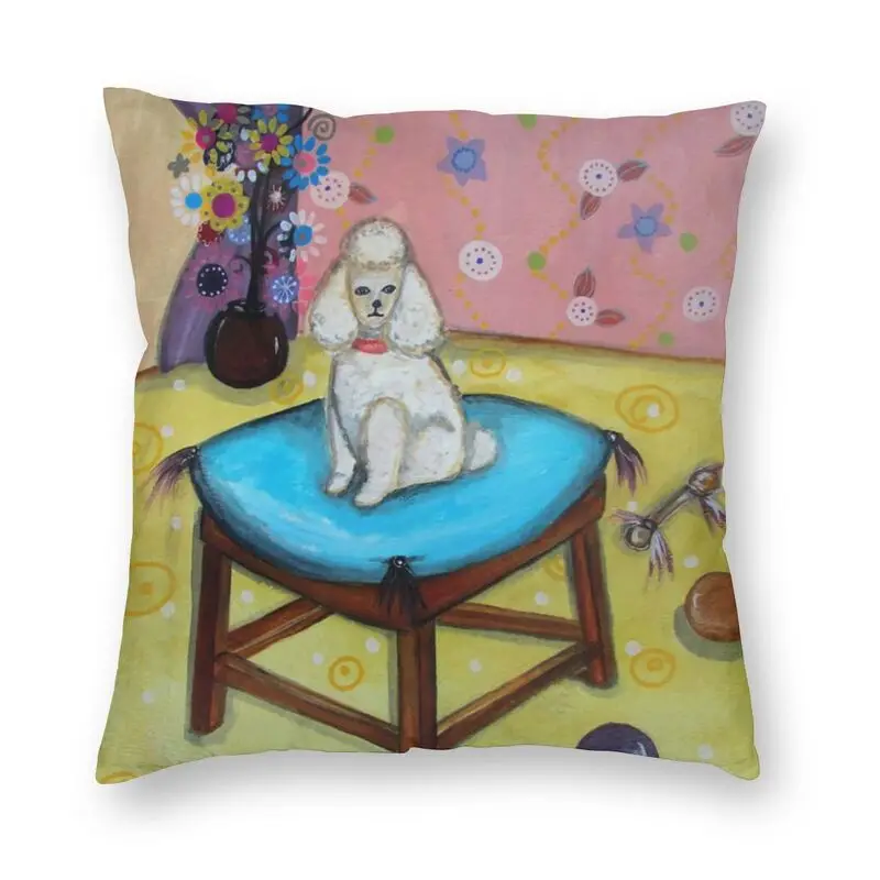 

Vibrant Cute White Poodle Square Pillow Case Home Decorative Double-sided Print Pet Dog Lover Cushion Cover For Sofa Pillowcase