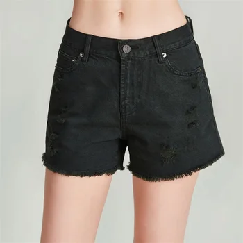 HAVVA 2020 Summer New Solid Colour Washed Denim Wide-legged Shorts Straight Leg Pants with Holes K39070 
HAVVA 2020 Summer New Solid Colour Washed Denim Wide-legged Shorts Straight Leg Pants with Holes K39070