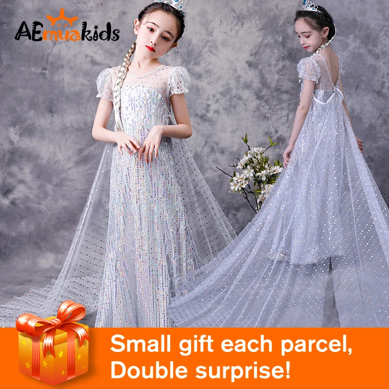 Summer Snow Queen 2 Sparkling White Elsa Mesh Dress Girl Sequin Princess Party Costume Ankle Long Dress Kids Christmas Dress
Summer Snow Queen 2 Sparkling White Elsa Mesh Dress Girl Sequin Princess Party Costume Ankle Long Dress Kids Christmas Dress