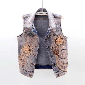 Spring and Autumn Korean-style Embroidery Flowers Slim Fit Elasticity Sleeveless Denim Waistcoat Women's Short Vest Vests Tops
Spring and Autumn Korean-style Embroidery Flowers Slim Fit Elasticity Sleeveless Denim Waistcoat Women's Short Vest Vests Tops