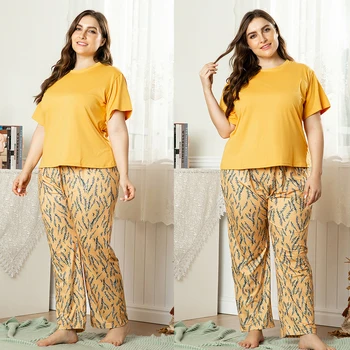 Women Sleep Night Wear Pyjamas Set 2PCS Summer Casual Pajamas Short Sleeve Tops Long Pants Leisure Wear Printed Loungewear New
Women Sleep Night Wear Pyjamas Set 2PCS Summer Casual Pajamas Short Sleeve Tops Long Pants Leisure Wear Printed Loungewear New