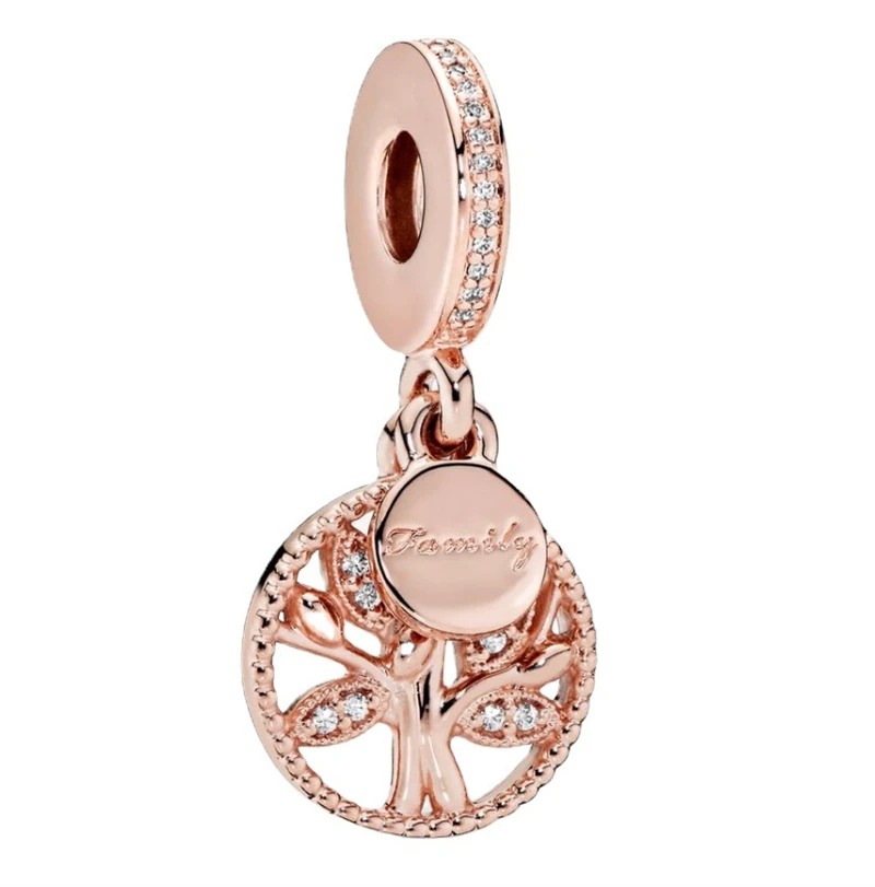 

Rose Gold Medallion Tree Of Life Sterling Silver Fit Pandora 925 Original Charms Beads Bracelets Jewelry Women Girl Pendent