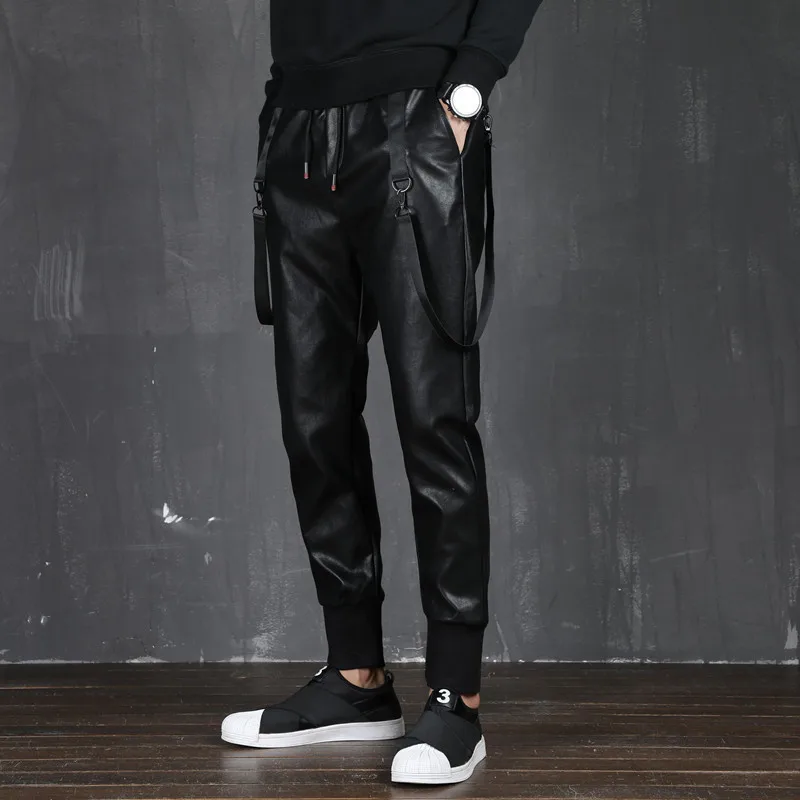 Pu Leather Pants Men Streetwear Slim Fit Elastic Waist Punk Pencil Pants Black Hip Hop Harem Trousers Male Motorcycle Pants 3XL 
Pu Leather Pants Men Streetwear Slim Fit Elastic Waist Punk Pencil Pants Black Hip Hop Harem Trousers Male Motorcycle Pants 3XL
