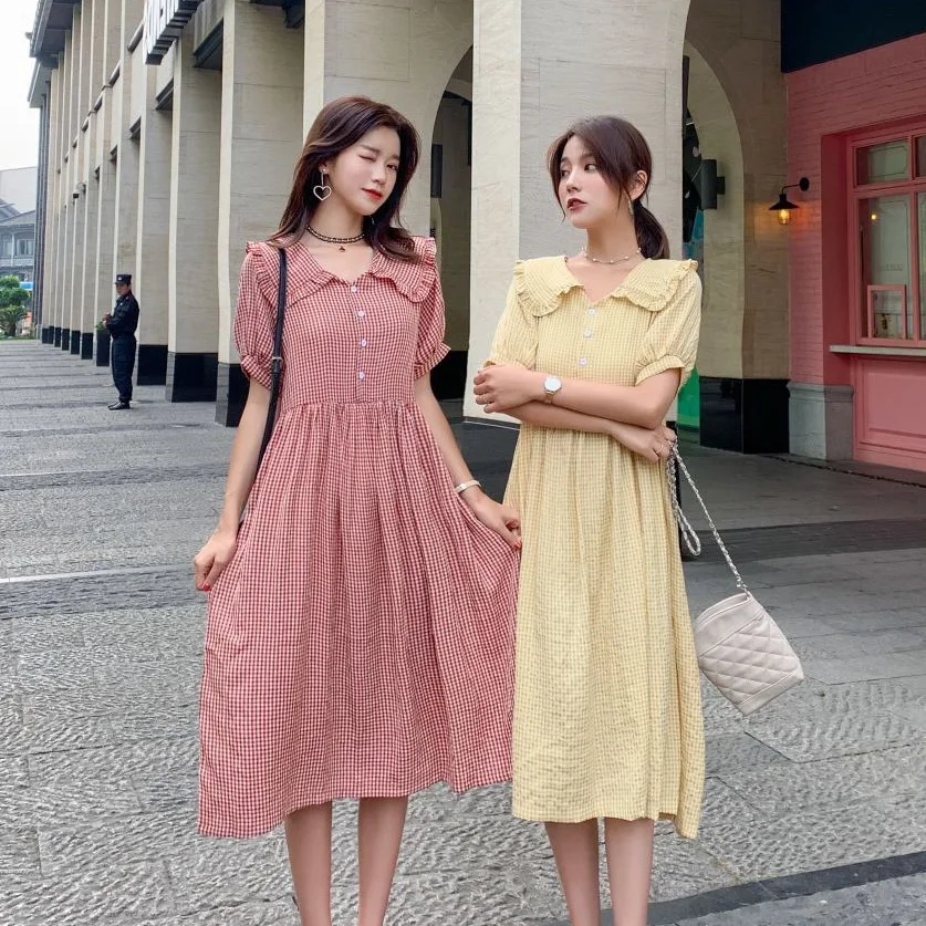 Photo Shoot CHIC Yamamoto Vintage Red Plaid Mid-length Peter Pan Collar Single Breasted French Fresh A- line Dress Women's
Photo Shoot CHIC Yamamoto Vintage Red Plaid Mid-length Peter Pan Collar Single Breasted French Fresh A- line Dress Women's