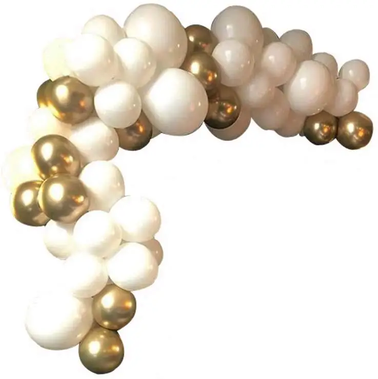 52 Packs DIY Balloons Garland Arch Kit with White and Gold Chrome Shiny Metallic Latex Balloons
52 Packs DIY Balloons Garland Arch Kit with White and Gold Chrome Shiny Metallic Latex Balloons