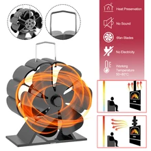 

6-Blade Heat Powered Stove Fan Silent Operation Eco-Friendly Fuel Efficient Fireplace Fan for Wood Log Burner