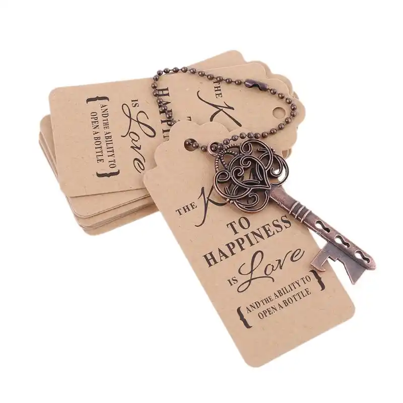 key shape bottle opener with tags card wedding party favors gift