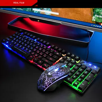 T5 Rainbow Backlight Russian Version USB keyboard+Mouse Set Ergonomic English Russian Gaming Keyboard 1800 DPI For PC Laptop
T5 Rainbow Backlight Russian Version USB keyboard+Mouse Set Ergonomic English Russian Gaming Keyboard 1800 DPI For PC Laptop