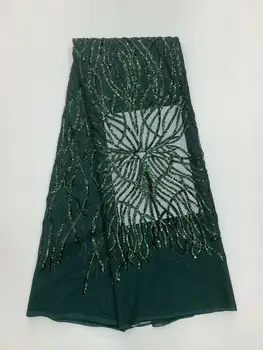 Fashion New Design African Lace Fabric High Quality French Emerald green Embroidered Tulle Lace Fabric with Sequins 5 yards/lot 
Fashion New Design African Lace Fabric High Quality French Emerald green Embroidered Tulle Lace Fabric with Sequins 5 yards/lot