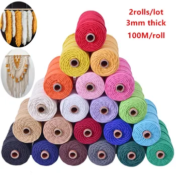 2rolls 3mm Colorful Soft Cotton Cord Rope Craft Macrame String Tapestry Rope DIY Handmade Knitting Yarn Wall Hanging Decoration
2rolls 3mm Colorful Soft Cotton Cord Rope Craft Macrame String Tapestry Rope DIY Handmade Knitting Yarn Wall Hanging Decoration