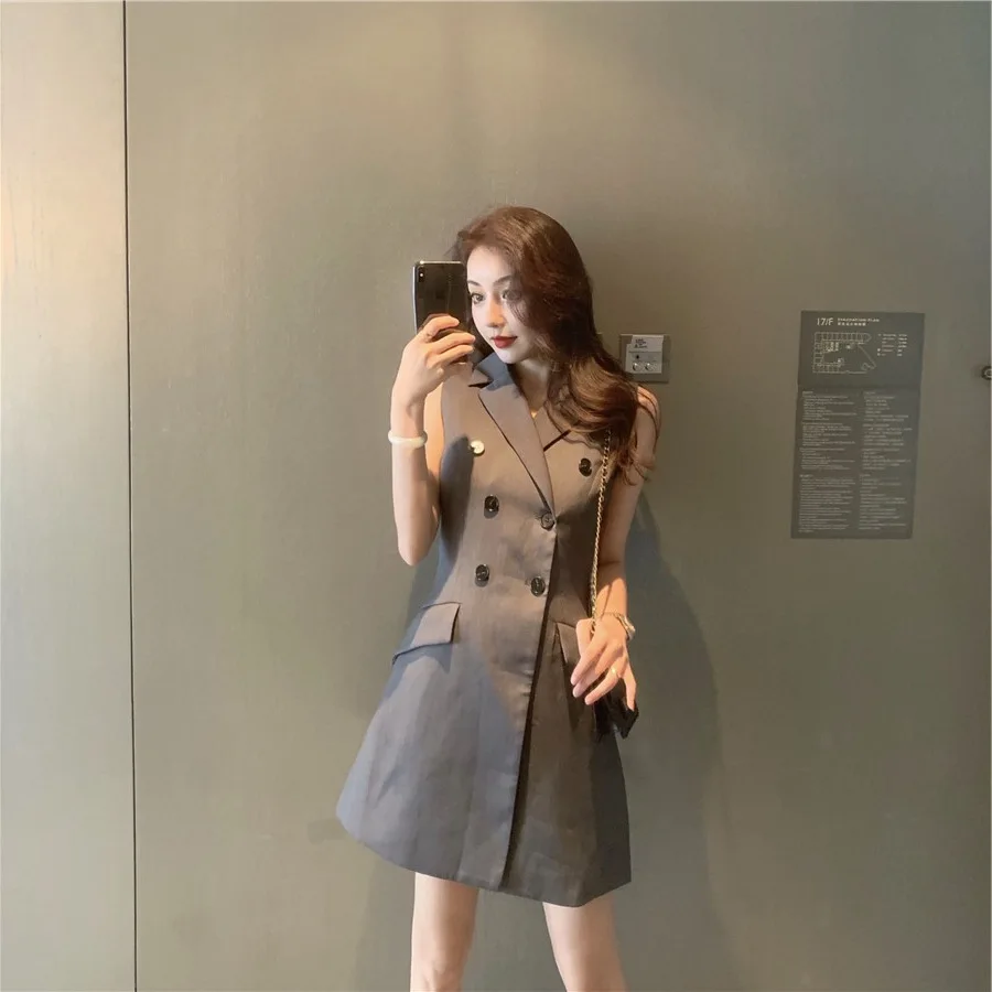 2019 New Style Suit WOMEN'S Suit Summer Thin Collar Double Breasted Mid-length Vest Graceful Waistcoat Outer Wear
2019 New Style Suit WOMEN'S Suit Summer Thin Collar Double Breasted Mid-length Vest Graceful Waistcoat Outer Wear