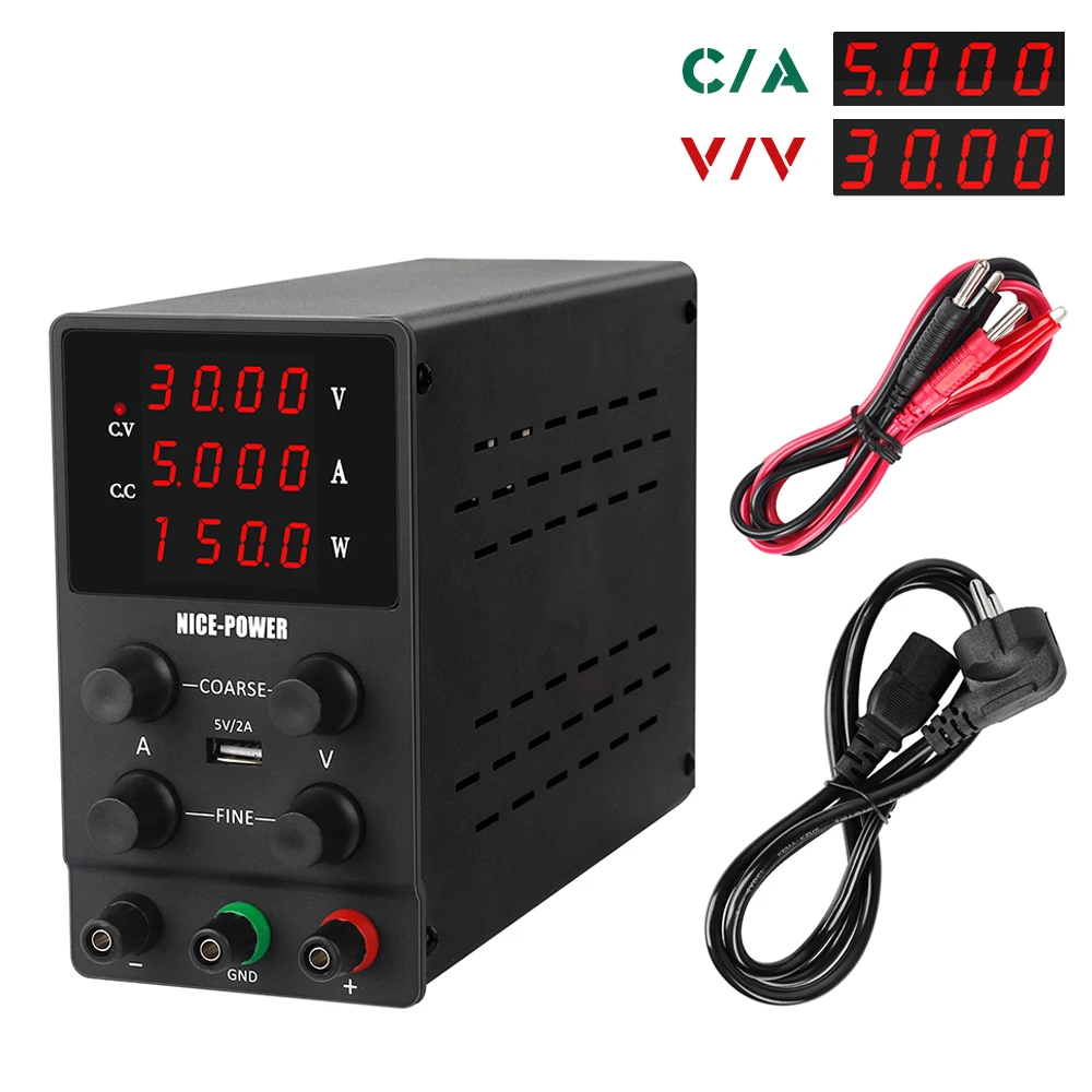 Mini 30V 5A DC Power Supply Adjustable 4 Digit Display Laboratory Power Supply Voltage Regulator SPS305 For Phone Repair
Mini 30V 5A DC Power Supply Adjustable 4 Digit Display Laboratory Power Supply Voltage Regulator SPS305 For Phone Repair