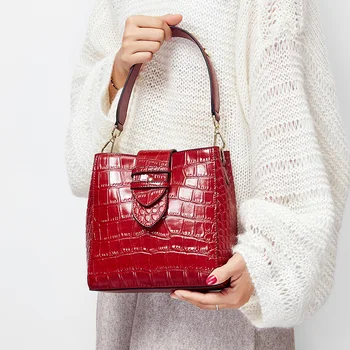 Genuine Leather Women Shoulder Bucket Bag Alligator Print Women'S Messenger Bags Lady Shopping Crossbody Bags
Genuine Leather Women Shoulder Bucket Bag Alligator Print Women'S Messenger Bags Lady Shopping Crossbody Bags