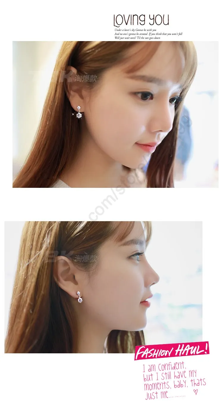 Pendientes tipo botón con forma de estrella plateada con un delicado diseño brillante de circonita cúbica en plata de ley para conjuntos de joyería de pedida