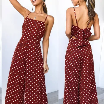 Summer Overalls Rompers Womans Jumpsuit Strap Backless Back Bow Tie Polka Dot Print Elegant Overalls For Women Combezone Female
Summer Overalls Rompers Womans Jumpsuit Strap Backless Back Bow Tie Polka Dot Print Elegant Overalls For Women Combezone Female