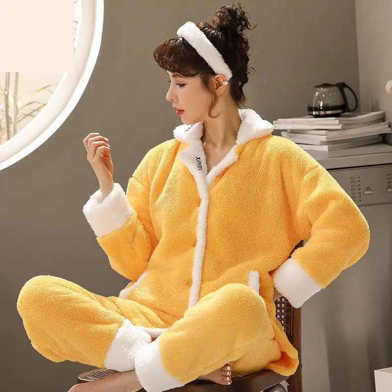 Рубашка и брюки из кораллового флиса, Женский Пижамный костюм из 2 предметов, свободная одежда для сна, фланелевая ночная рубашка, тёплая утепленная Домашняя одежда, пижамы
Рубашка и брюки из кораллового флиса, Женский Пижамный костюм из 2 предметов, свободная одежда для сна, фланелевая ночная рубашка, тёплая утепленная Домашняя одежда, пижамы