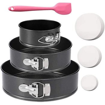Spring Form Pan Set 4/7/9Inch Cake Pan Detachable Bakeware Round Baking Pans with Paper and Silicone Spatula for Baking
Spring Form Pan Set 4/7/9Inch Cake Pan Detachable Bakeware Round Baking Pans with Paper and Silicone Spatula for Baking