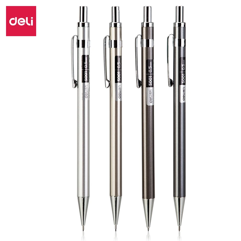 Deli Metal mechanical pencil 0.5/0.7mm student activity with rubber pen core painting writing stationery | Канцтовары для офиса и