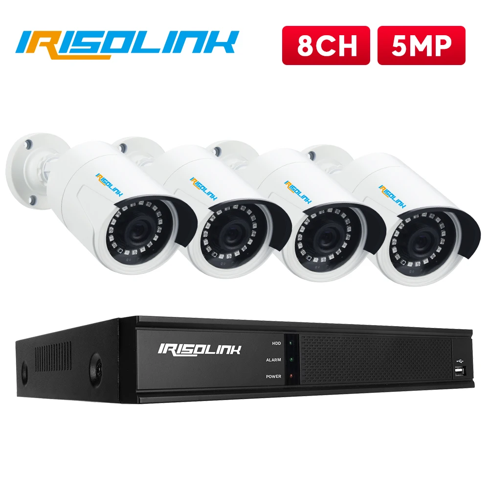5MP Security Camera System 8CH DVR H.265 4PCS Surveillance Cameras Nightvision Waterproof CCTV Kits Irisolink Home Security Set
5MP Security Camera System 8CH DVR H.265 4PCS Surveillance Cameras Nightvision Waterproof CCTV Kits Irisolink Home Security Set