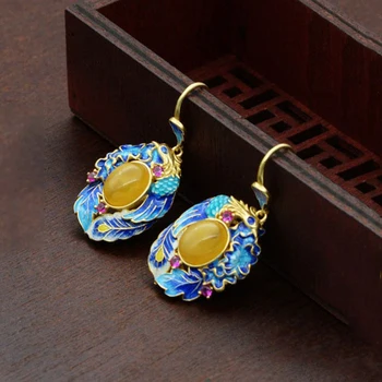 FNJ Amber Earrings 925 Silver Original Pure S925 Sterling Silver Drop Earring for Women Jewelry Gold Color Enameling Peacock
FNJ Amber Earrings 925 Silver Original Pure S925 Sterling Silver Drop Earring for Women Jewelry Gold Color Enameling Peacock