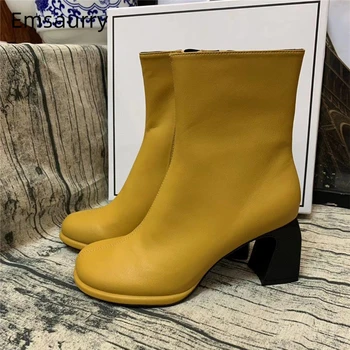 Short Boots Woman Spring Autumn 2020 New Arrival Strange High Heels Round Toe Side Zip Runway Botas De Mujer
Short Boots Woman Spring Autumn 2020 New Arrival Strange High Heels Round Toe Side Zip Runway Botas De Mujer