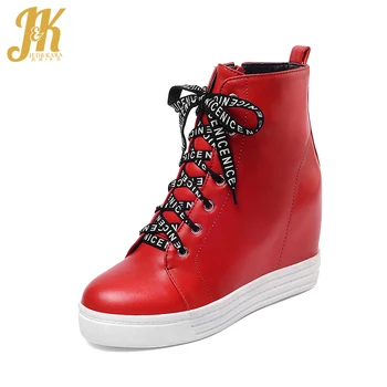 JK Cross Tied Zip Women Ankle Boots Flat Platform Height Increasing Shoes Solid Round Toe Female Bootie Fashion Non Slip Boots
JK Cross Tied Zip Women Ankle Boots Flat Platform Height Increasing Shoes Solid Round Toe Female Bootie Fashion Non Slip Boots