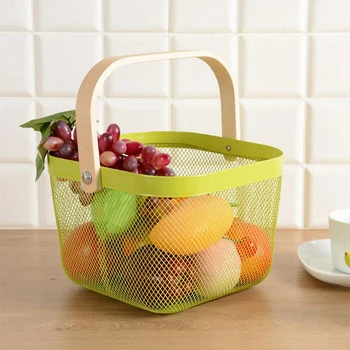 Retro Simple Iron Storage Basket Wooden Handle Portable Mesh Drain Organizer Baskets Home Large Capacity for Fruit Vegetable 
Retro Simple Iron Storage Basket Wooden Handle Portable Mesh Drain Organizer Baskets Home Large Capacity for Fruit Vegetable