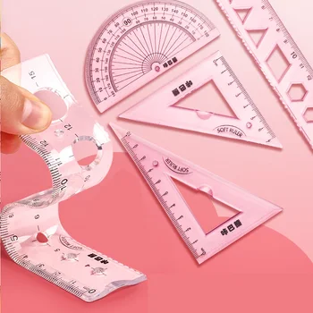 4pcs/set Cute Flexible Ruler 15/20cm Stationery Straightedge Protractor Triangular Plate Set Students Novelty Ruler with Holes
4pcs/set Cute Flexible Ruler 15/20cm Stationery Straightedge Protractor Triangular Plate Set Students Novelty Ruler with Holes